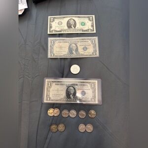 Silver + silver certificates + unc $2 bill + SILVER Buffalo nickels lot !!